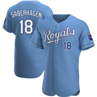 Authentic Bret Saberhagen Men's Kansas City Royals Alternate Jersey - Light Blue