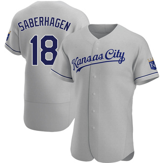 Authentic Bret Saberhagen Men's Kansas City Royals Road Jersey - Gray