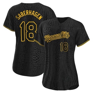 Authentic Bret Saberhagen Women's Kansas City Royals Snake Skin City Jersey - Black