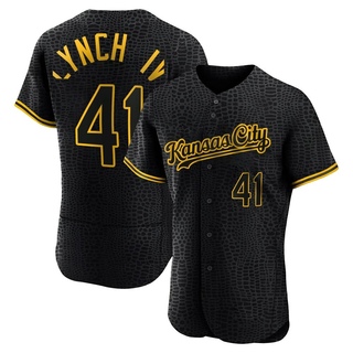 Authentic Daniel Lynch IV Men's Kansas City Royals Snake Skin City Jersey - Black