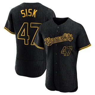 Authentic Evan Sisk Men's Kansas City Royals Snake Skin City Jersey - Black