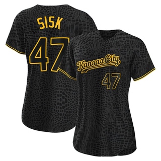 Authentic Evan Sisk Women's Kansas City Royals Snake Skin City Jersey - Black