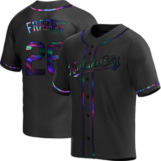 Replica Adam Frazier Men's Kansas City Royals Alternate Jersey - Black Holographic