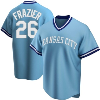 Replica Adam Frazier Men's Kansas City Royals Road Cooperstown Collection Jersey - Light Blue