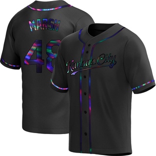 Replica Alec Marsh Men's Kansas City Royals Alternate Jersey - Black Holographic