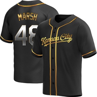 Replica Alec Marsh Youth Kansas City Royals Alternate Jersey - Black Golden