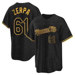 Replica Angel Zerpa Men's Kansas City Royals Snake Skin City Jersey - Black