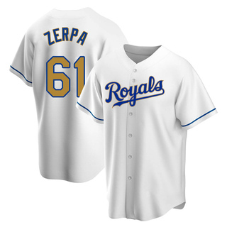 Replica Angel Zerpa Men's Kansas City Royals White Home Jersey - Gold