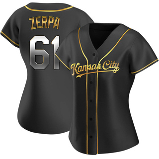 Replica Angel Zerpa Women's Kansas City Royals Alternate Jersey - Black Golden