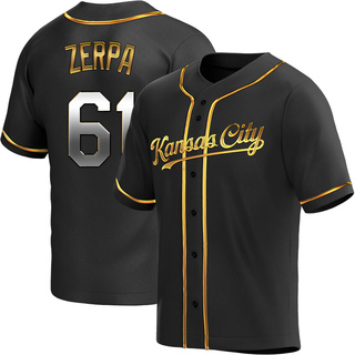 Replica Angel Zerpa Youth Kansas City Royals Alternate Jersey - Black Golden