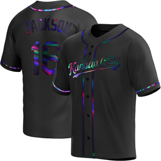 Replica Bo Jackson Men's Kansas City Royals Alternate Jersey - Black Holographic