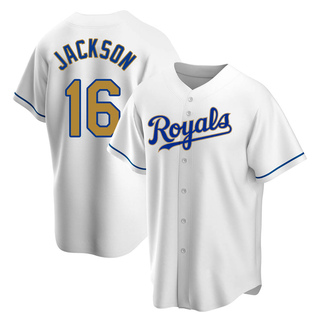 Replica Bo Jackson Men's Kansas City Royals White Home Jersey - Gold