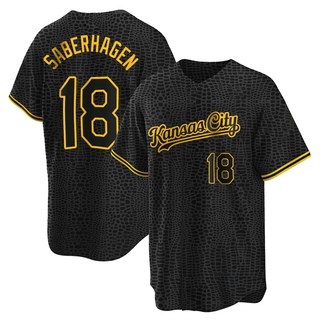 Replica Bret Saberhagen Men's Kansas City Royals Snake Skin City Jersey - Black