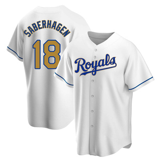 Replica Bret Saberhagen Men's Kansas City Royals White Home Jersey - Gold