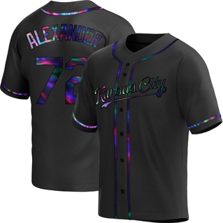 Replica CJ Alexander Men's Kansas City Royals Alternate Jersey - Black Holographic