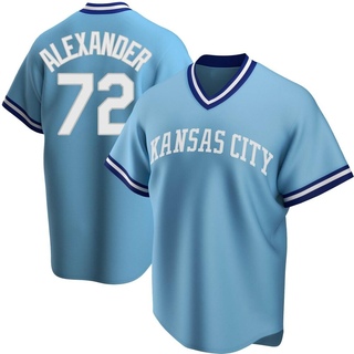 Replica CJ Alexander Men's Kansas City Royals Road Cooperstown Collection Jersey - Light Blue