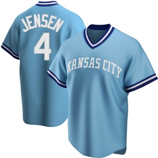 Replica Carter Jensen Men's Kansas City Royals Road Cooperstown Collection Jersey - Light Blue