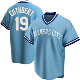 Replica Cheslor Cuthbert Men's Kansas City Royals Road Cooperstown Collection Jersey - Light Blue