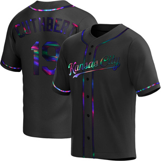 Replica Cheslor Cuthbert Youth Kansas City Royals Alternate Jersey - Black Holographic