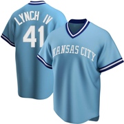 Replica Daniel Lynch IV Men's Kansas City Royals Road Cooperstown Collection Jersey - Light Blue