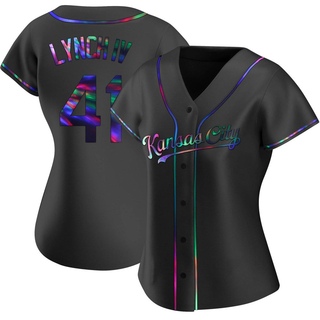 Replica Daniel Lynch IV Women's Kansas City Royals Alternate Jersey - Black Holographic