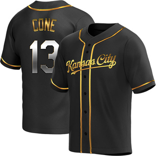 Replica David Cone Men's Kansas City Royals Alternate Jersey - Black Golden