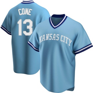 Replica David Cone Men's Kansas City Royals Road Cooperstown Collection Jersey - Light Blue