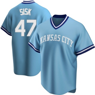 Replica Evan Sisk Men's Kansas City Royals Road Cooperstown Collection Jersey - Light Blue