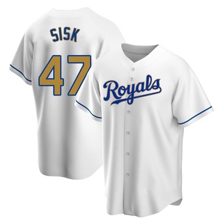 Replica Evan Sisk Men's Kansas City Royals White Home Jersey - Gold