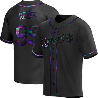 Replica Franmil Reyes Men's Kansas City Royals Alternate Jersey - Black Holographic