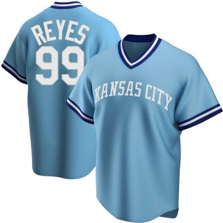 Replica Franmil Reyes Men's Kansas City Royals Road Cooperstown Collection Jersey - Light Blue