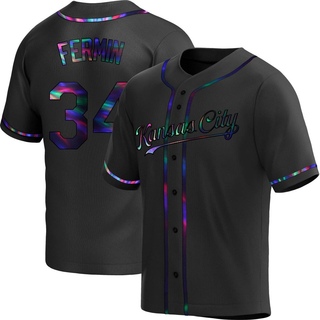 Replica Freddy Fermin Men's Kansas City Royals Alternate Jersey - Black Holographic