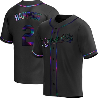 Replica Garrett Hampson Men's Kansas City Royals Alternate Jersey - Black Holographic