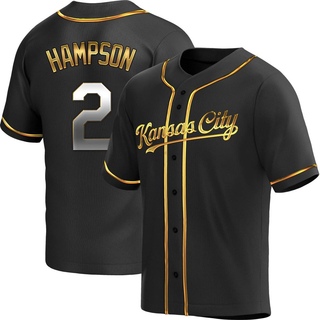 Replica Garrett Hampson Youth Kansas City Royals Alternate Jersey - Black Golden