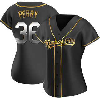 Replica Gaylord Perry Women's Kansas City Royals Alternate Jersey - Black Golden