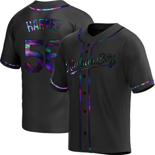 Replica Hunter Harvey Men's Kansas City Royals Alternate Jersey - Black Holographic