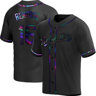 Replica Hunter Renfroe Men's Kansas City Royals Alternate Jersey - Black Holographic