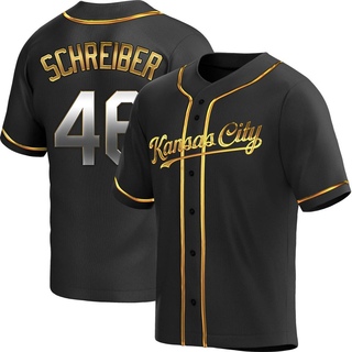 Replica John Schreiber Youth Kansas City Royals Alternate Jersey - Black Golden