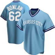 Replica Jonathan Bowlan Youth Kansas City Royals Road Cooperstown Collection Jersey - Light Blue