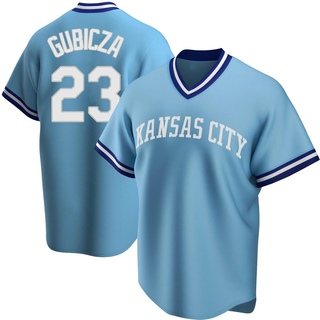 Replica Mark Gubicza Men's Kansas City Royals Road Cooperstown Collection Jersey - Light Blue