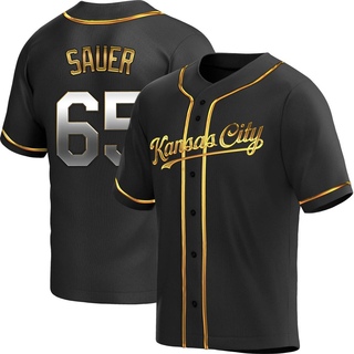 Replica Matt Sauer Men's Kansas City Royals Alternate Jersey - Black Golden