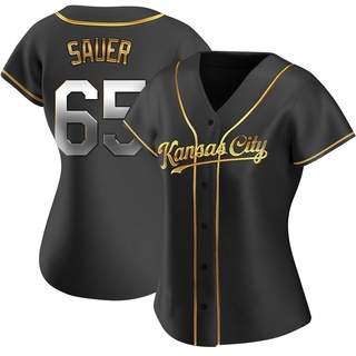 Replica Matt Sauer Women's Kansas City Royals Alternate Jersey - Black Golden