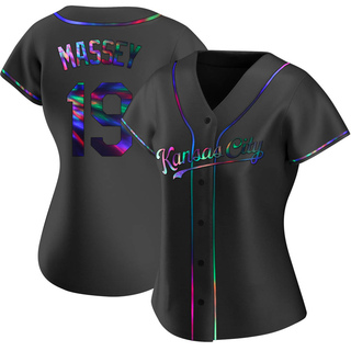 Replica Michael Massey Women's Kansas City Royals Alternate Jersey - Black Holographic