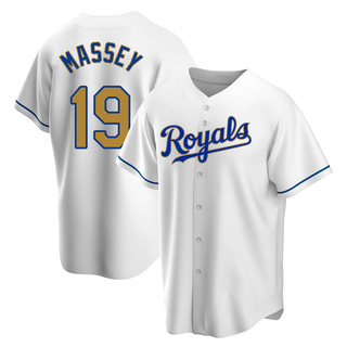 Replica Michael Massey Youth Kansas City Royals White Home Jersey - Gold