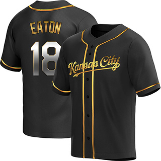 Replica Nate Eaton Men's Kansas City Royals Alternate Jersey - Black Golden