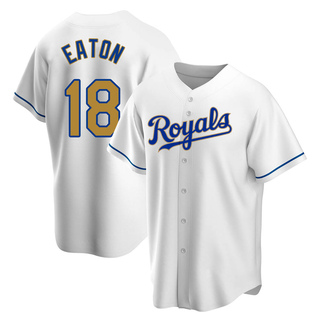 Replica Nate Eaton Men's Kansas City Royals White Home Jersey - Gold