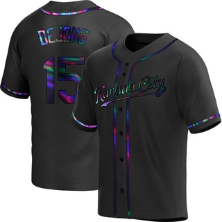 Replica Paul DeJong Men's Kansas City Royals Alternate Jersey - Black Holographic