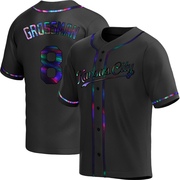 Replica Robbie Grossman Men's Kansas City Royals Alternate Jersey - Black Holographic