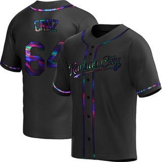 Replica Steven Cruz Men's Kansas City Royals Alternate Jersey - Black Holographic