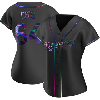 Replica Steven Cruz Women's Kansas City Royals Alternate Jersey - Black Holographic